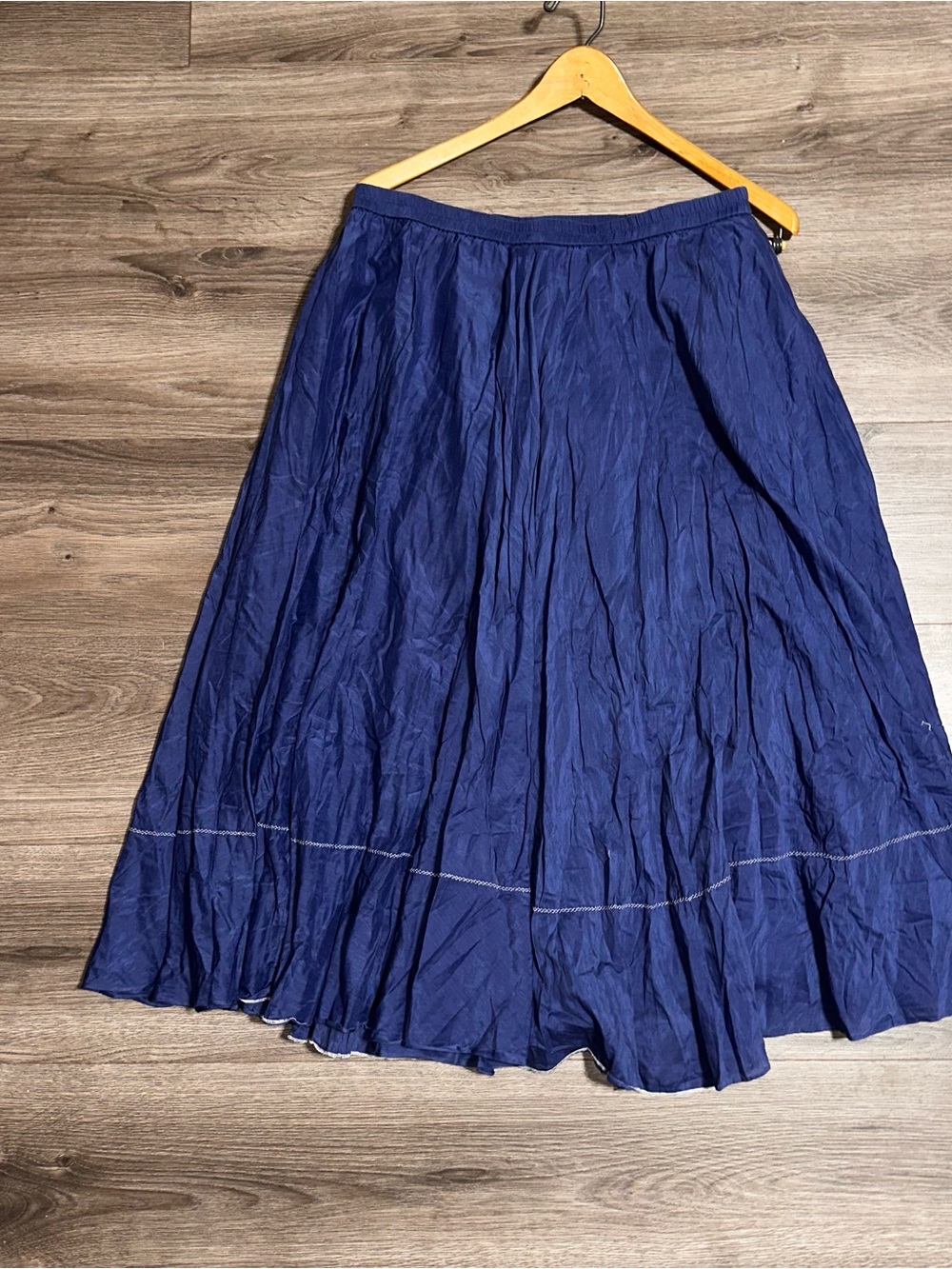 Maxi Skirt SILK COTTON Blend Elastic Gathered Waistband Lined Boho Coastal